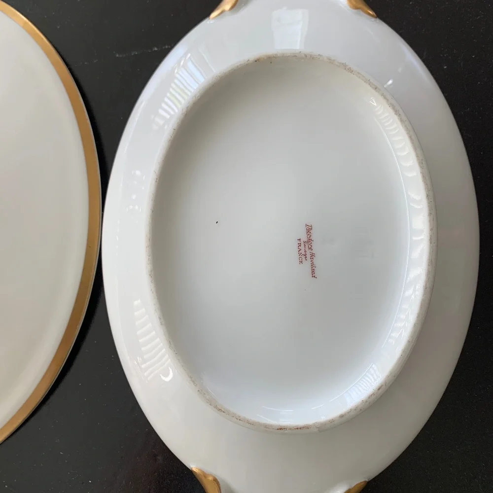 Vintage Limoges France Theodore Haviland Claridge Gold Trim Covered Serving Dish